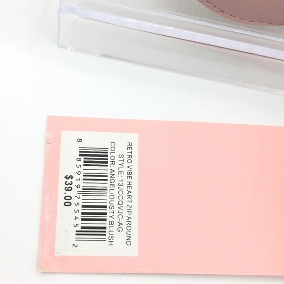 Juicy Couture Pink White Heart Coin Purse Retro Vibe Heart Zip Around - Picture 4 of 5